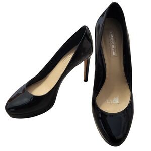 Antonio Melani Black Patent Leather Platform Pumps‎ Round Toe Heels Women's 8